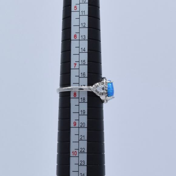 NWOT Fragrant Jewels Blue Opal Pear Cut Halo CZ Ring Size 7.75 US - Picture 3 of 5